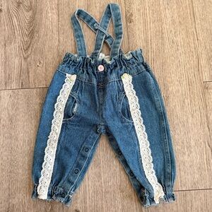 Vintage Hopscotch baby girl denim overalls size 6-9 month